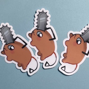 cute chainsaw dog anime matte vinyl sticker 3”