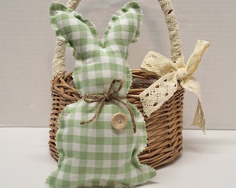 Farmhouse Stuffed Bunny Basket Filler, Handmade