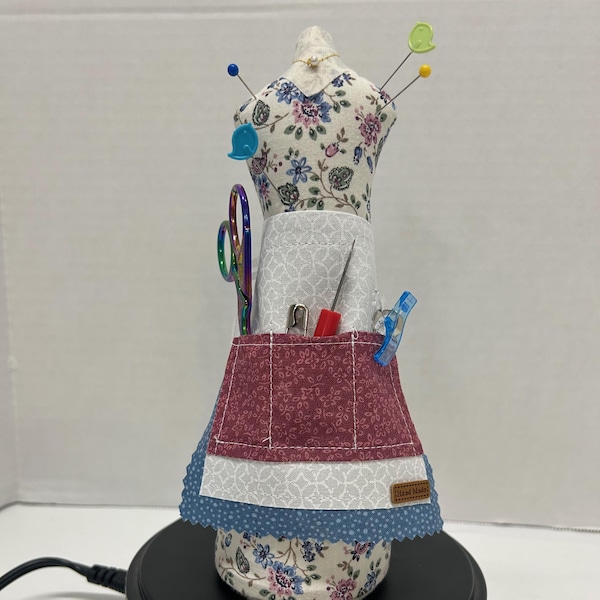 Handmade Mannequin Pin Cushion, Sewing Room Decor with Pockets