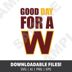 Puede incluir: Un diseño gráfico con el texto "Good Day For A W" en amarillo y marrón. La "W" es grande y en marrón con un contorno amarillo.