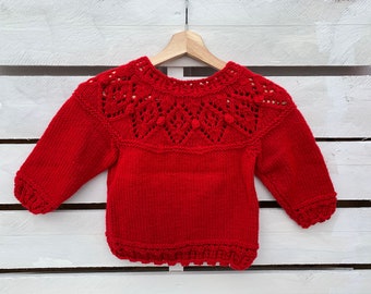 Toddler crewneck hand knit pullover sweater