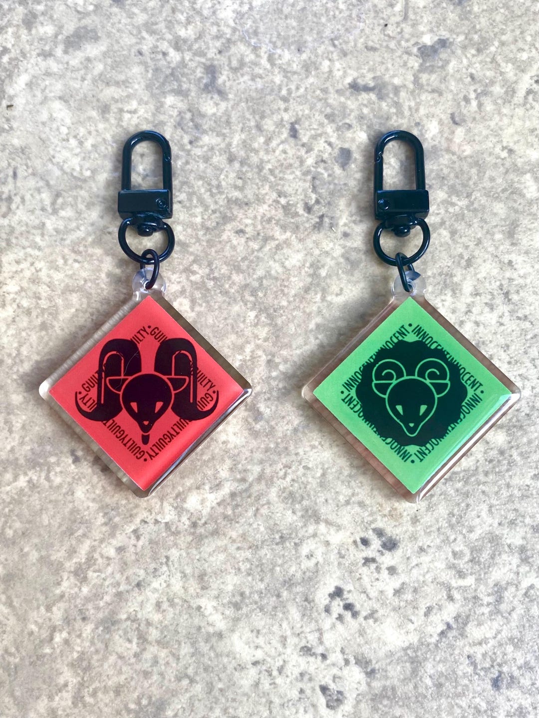 Milgram Conviction Keychains - Double-sided Design - Innocent - Guilty ...