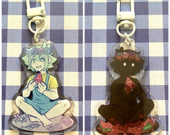 Omori Keychains - HS Basil and Stranger - Double-sided Acrylic Charms - For Bags/Backpacks