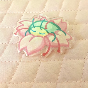 Sakura Acrylic Pin - Cute Bug - Cherry Blossom Accessory - Kawaii Animal - Holographic