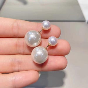 Japanese Akoya Edison Pearl Double Stud Earrings 925 Sterling Silver