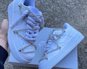 Custom Air Force 1 rope laces x off white double rhinestone laces