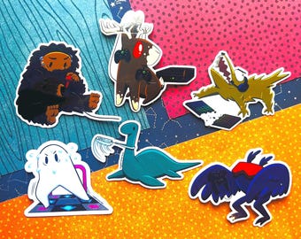Pegatinas de criaturas críptidas para gamers