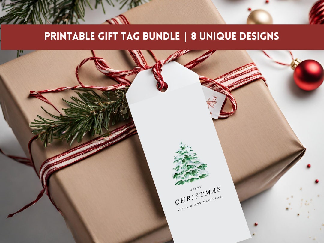 Printable Christmas Gift Tags Set of 8 Decorative Gift Etsy