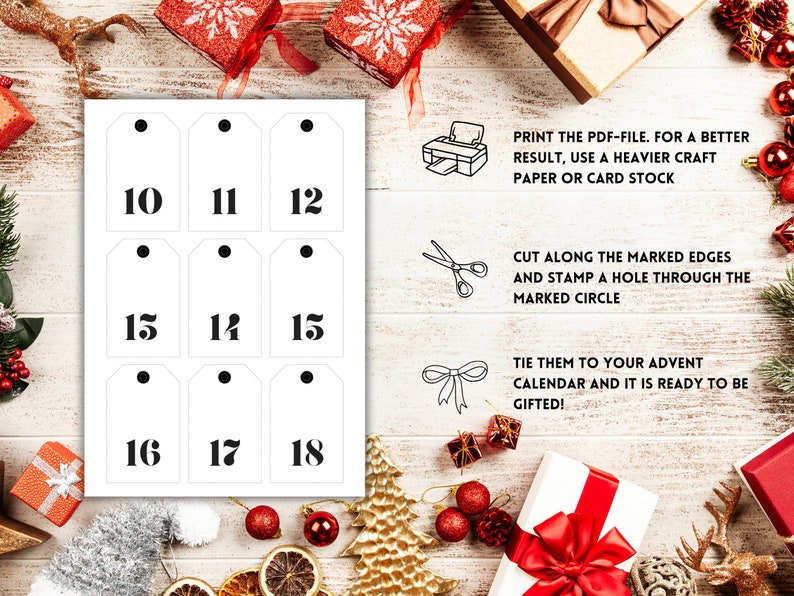 Printable Advent Calendar Tags Advent Calendar Numbers Printable