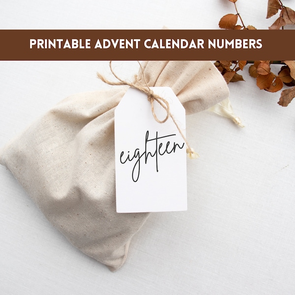 Printable Advent Calendar Tags | Advent Calendar Numbers | Printable Christmas Gift Tag | DIY Advent Calendar | Christmas Countdown Set