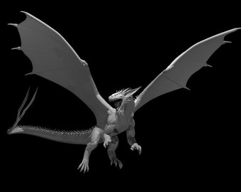 Gehörnter Drache| Drache | Miniaturen - Fantasy| 32mm Skala | Dungeons und Drachen | D&D | Rollenspiel | Wargaming