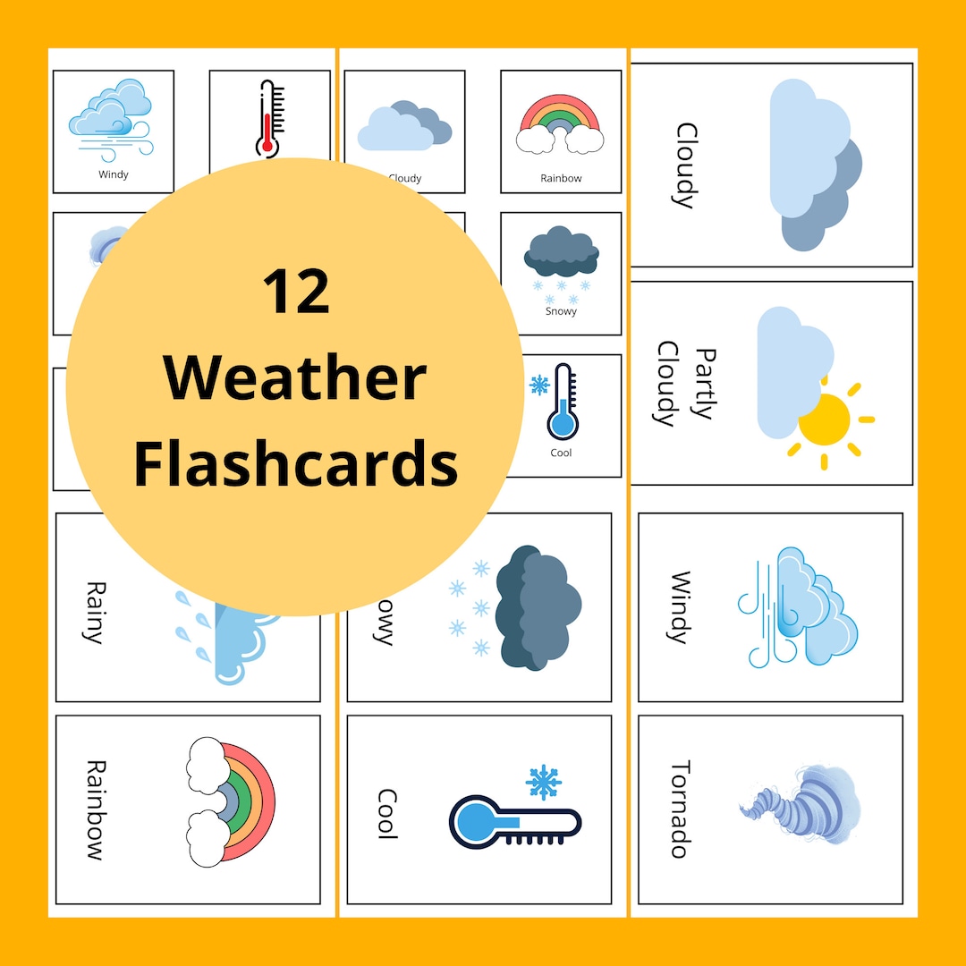 12 Weather Shapes Flash Cards, Preschool Resources, Homeschool ...