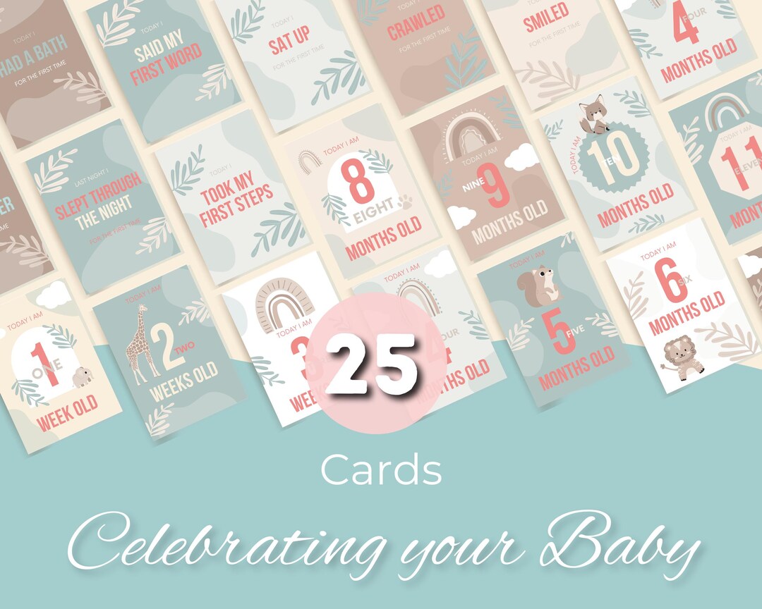 Baby Milestone Cards Log Your Baby's Development Printable and Digital ...