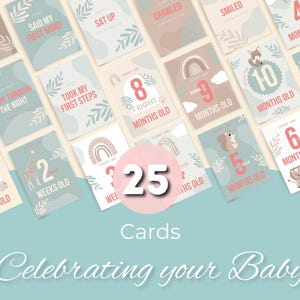 Tarjetas de hitos para bebés Registre el desarrollo de su bebé Tarjetas de logros imprimibles y digitales para imprimir en casa Ideas de regalos de último momento para baby shower
