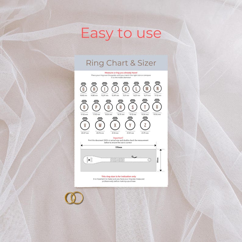 Ring Size Chart and Sizer Printable Diagram of Ring Sizes Engagement ...