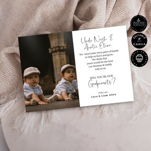 Classico minimalista moderno modello di proposta di matrimonio per i miei padrini / Twin / modificabile Canva 7x5 pollici / stampabile / festa di nozze / GP05