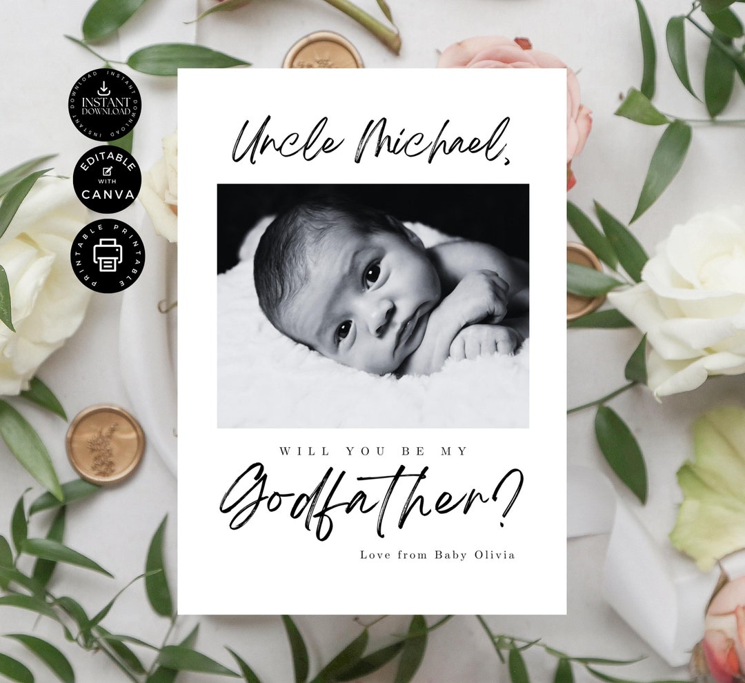 Classic Minimalist Modern Will You Be My Godfather Proposal Card