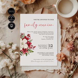 Family Reunion Invitation Template, Gathering Party, Celebrate Personalized Invite Card, Editable Canva 5x7&quot; Printable Instant Download,FR04