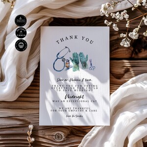 Thank You Card to Veterinarian Template, Pet Loss, Dogs, Cats, Animal Hospital, Printable, Instant Download, Gift For Vet, Canva 5x7&quot;, TY40