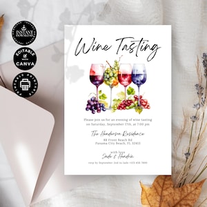 Wine Tasting Invitation Template, Wine Party, Blind Wine Tasting Invite, Home Party DIY ...