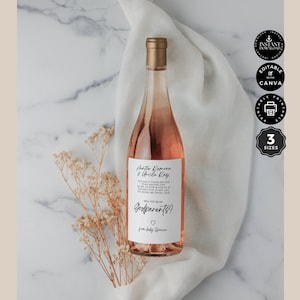 Plantilla clásica de propuesta de matrimonio "¿Serás mi padrino?", etiqueta para botella de vino, niña o niño, Canva 3 tamaños editables, descarga instantánea e imprimible, DL01b
