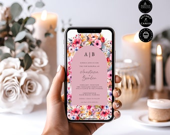Wedding Vow Renewal Invitation, We Still Do, Evite, Instant Download, Floral, Edit in Canva Template, Email, Message, WA, Smartphones, VR40a