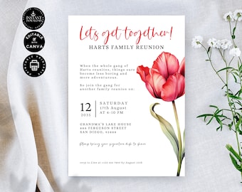Family Reunion Invitation Template, Gathering Party, Celebrate Personalized Invite Card, Editable Canva 5x7&quot; Printable Instant Download,FR01