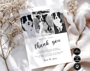 Thank You Card to Veterinarian Template, Pet Photo, Dogs, Cats, Animal Hospital, Printable, Instant Download, Gift For Vet, Canva 5x7&quot;, TY58