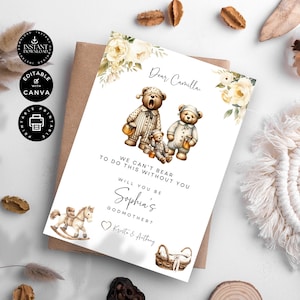 Modelo de cartão de proposta moderno Você será minha madrinha, padrinho, padrinho, menina para impressão, editar em Canva 5x7 ", festa de casamento, GM17
