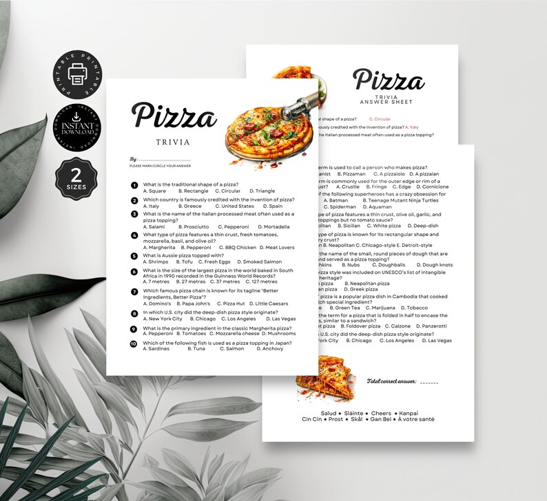 Pizza Trivia Quiz & Answer, Pizza Night, Home Party, Get Together, Fun