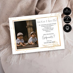 Plantilla de tarjeta de propuesta de matrimonio clásica, minimalista y moderna, para dos personas, editable, Canva, 7 x 5 pulgadas, imprimible, para fiesta de bodas, GP04