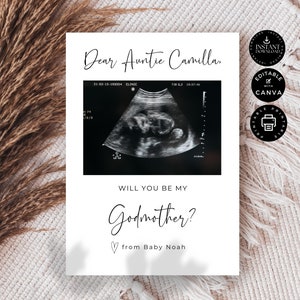 Klassieke kaartsjabloon Will You Be My Godmother | Bewerkbaar canvas van 5 x 7 inch | Huwelijksfeest W02.83.13