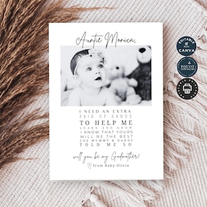 Plantilla de tarjeta de propuesta moderna ¿Serás mi madrina / Canva editable 5x7 pulgadas / Fiesta de bodas W02.83.4