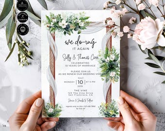 10th Anniversary Wedding Vow Renewal Party Invitation, I Still Do Invite, Instant Download, Printable, Editable Template, Canva  5x7in, VR45