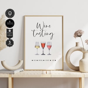 Wine Tasting Sign Printable Template, Blind Wine Tasting, Welcome to Tasting Party Printable, Edit with Canva 3 Sizes, Instant Download, P01