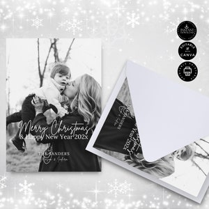 Carte de Noël avec modèle photo, carte de Noël imprimable vacances photo, carte de Noël modifiable avec photos, toile, téléchargement immédiat, CR12