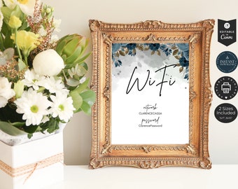 Znak Wifi | Natychmiastowe pobranie cyfrowe | Hasło Wifi do druku | Edytowalny szablon Canva | Znak pokoju gościnnego | Znak Be Our Guest | HD.01