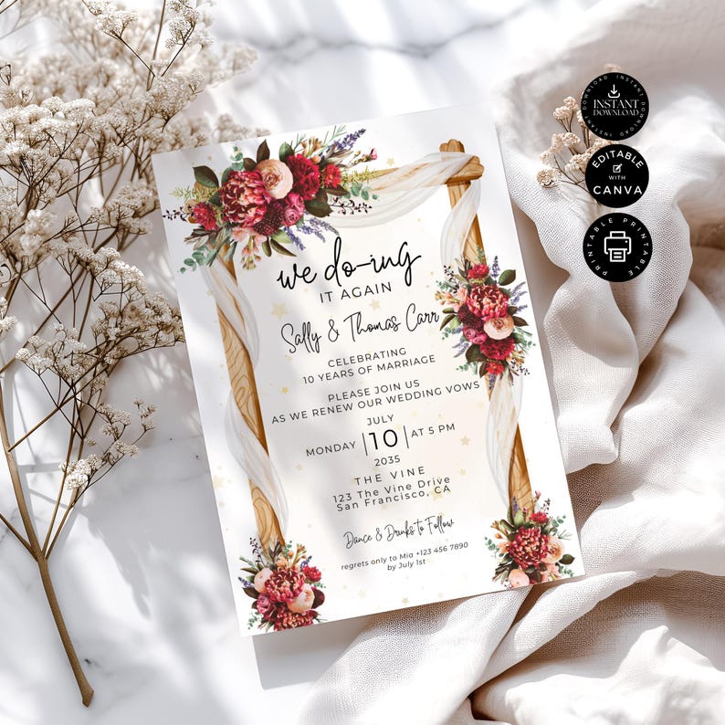 10th Anniversary Wedding Vow Renewal Party Invitation, I Still Do ...