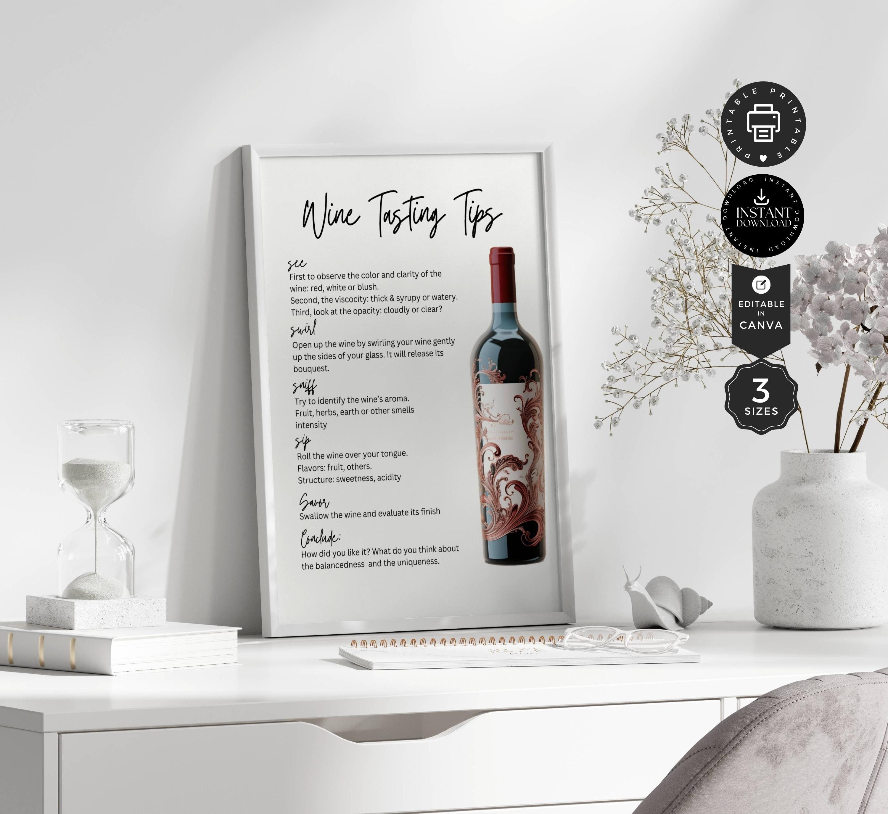 Wine Tasting Sign Printable Template, Wine Tasting Tips, Blind Wine ...