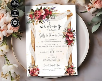10th Anniversary Wedding Vow Renewal Party Invitation, I Still Do Invite, Instant Download, Printable, Editable Template, Canva  5x7in, VR44