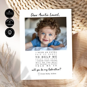 Plantilla de tarjeta de propuesta de matrimonio clásica, minimalista y moderna, para bebé niño, imprimible, editable, Canva, 5 x 7 pulgadas, para fiesta de bodas, GM18