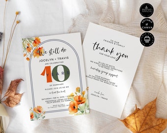 Re-tied the knot, Wedding Vow Renewal Invitation | We Still Do | Instant Download Editable Printable Invite Template Canva 2x(5x7") | VR29