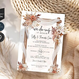 Invitación de renovación de votos matrimoniales por el décimo aniversario. Todavía lo hago. Plantilla de correo electrónico editable e imprimible de descarga instantánea Canva de 5 x 7 pulgadas. VR.05