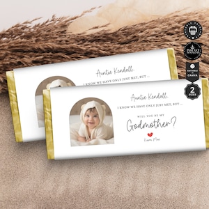 Modelo de cartão de proposta clássico minimalista moderno Você será minha madrinha, embalagem de chocolate, canva editável, 2 tamanhos, festa de casamento, GM12