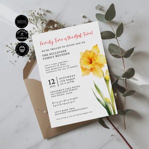 Family Reunion Invitation Template, Gathering Party, Celebrate Personalized Invite Card, Editable Canva 5x7&quot; Printable Instant Download FR05