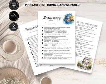 Prueba y respuesta de trivia de inauguración de la casa, fiesta en la nueva casa, pregunta de fiesta en la nueva dirección, juegos en el hogar, pdf imprimible de 2 tamaños, descarga instantánea, TR19