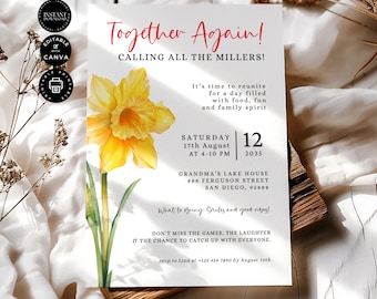 Family Reunion Invitation Template, Gathering Party, Celebrate Personalized Invite Card, Editable Canva 5x7&quot; Printable Instant Download FR06