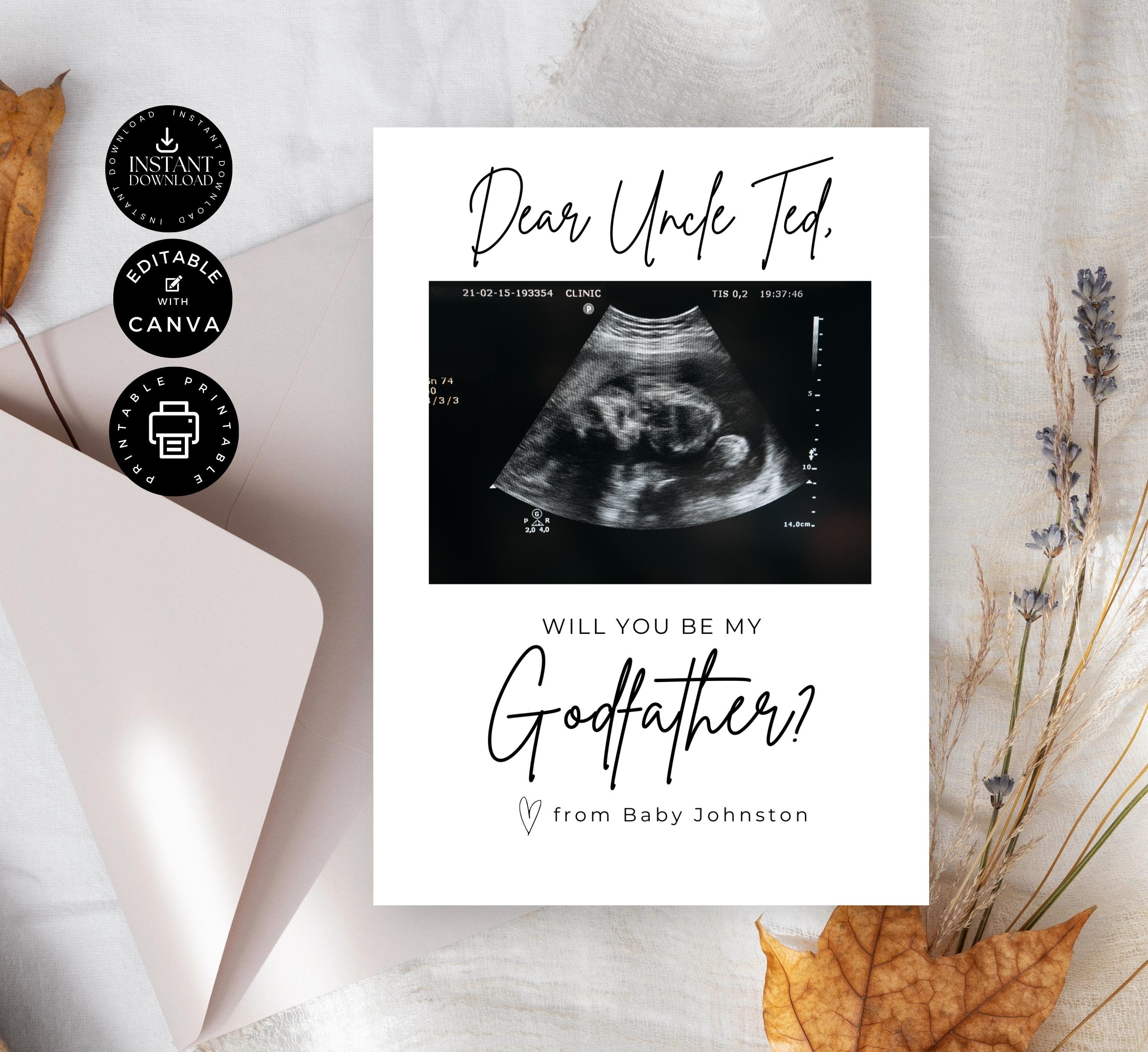 Classic Minimalist Modern Will You Be My Godfather (Instant Download