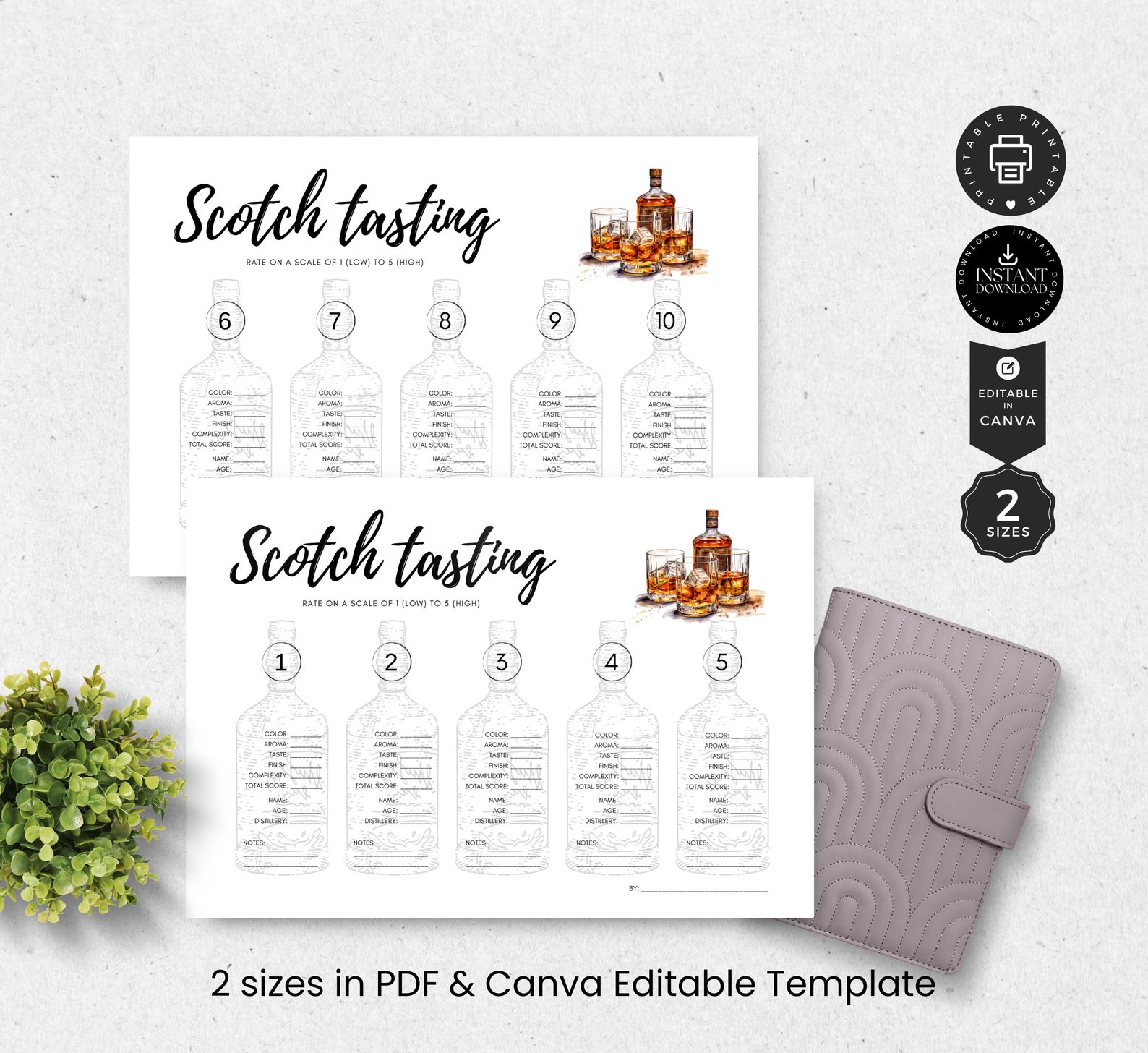 Whisky Scotch Tasting Score Sheets Card Template, Scotch Night