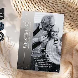 We Still Do 50th Wedding Vow Renewal Invitation, Couple Photo Invite | Instant Download Editable Printable Template Canva  5x7inch | VR.04